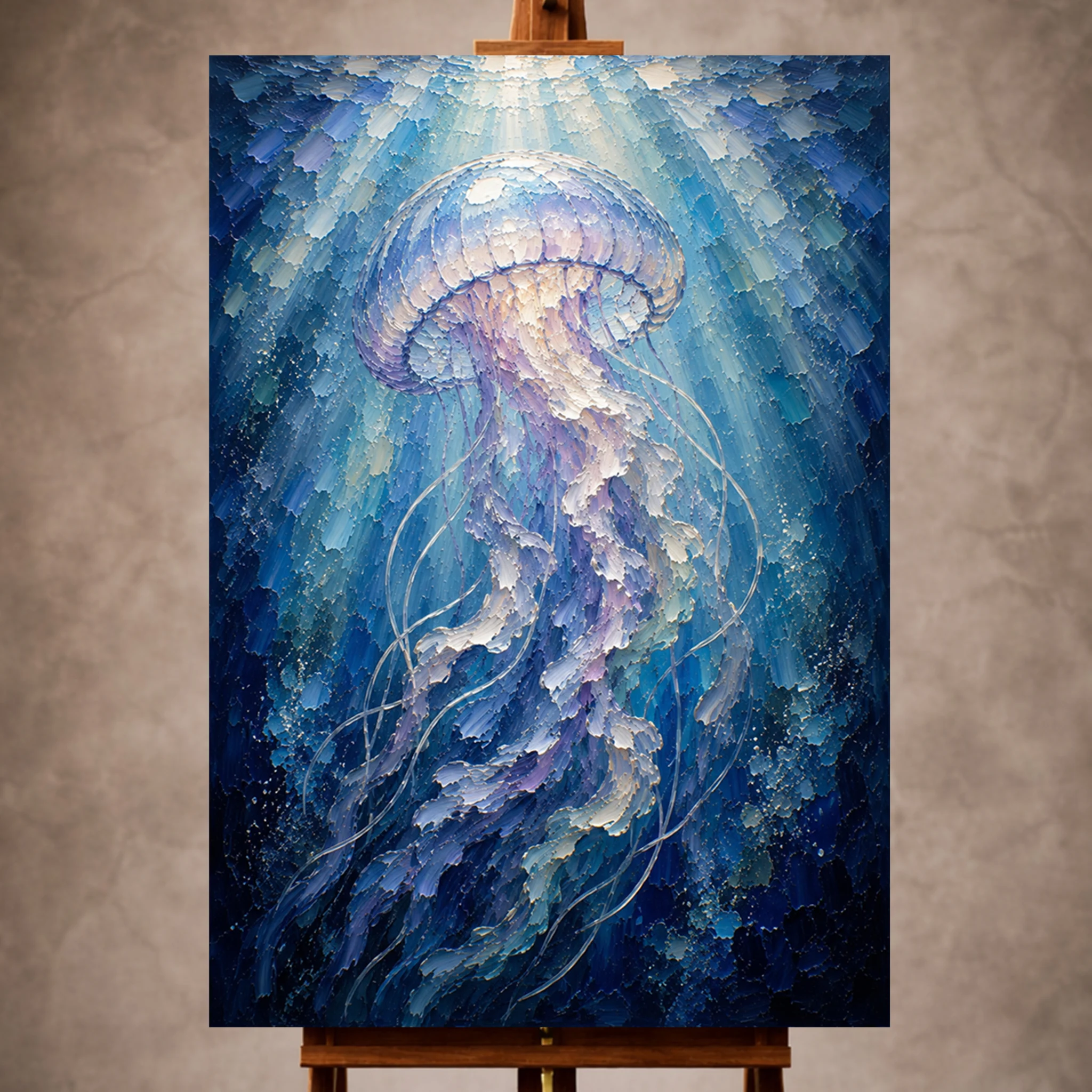 Premium Wall Art Dikey Html Edition – UNWATR021 Image 1 Ethereal Jellyfish Underwater Wall Art Canvas Print - Image 1