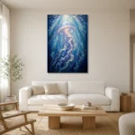 Ethereal Jellyfish Underwater Wall Art Canvas Print styled in a refined neutral interior