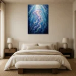 Ethereal Jellyfish Underwater Wall Art Canvas Print showcased in an elegant minimalist interior
