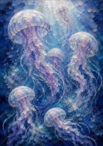 Luminous Jellyfish Underwater Wall Art Canvas Print