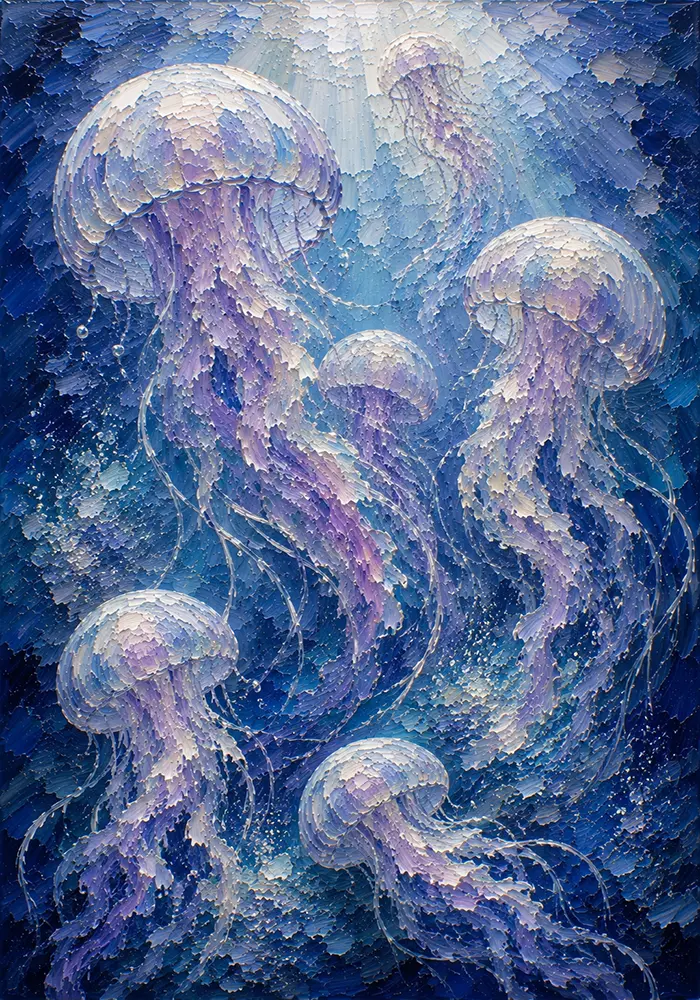 Luminous Jellyfish Underwater Wall Art Canvas Print