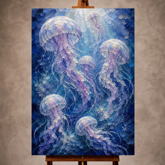 Luminous Jellyfish Underwater Wall Art Canvas Print