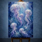 Luminous Jellyfish Underwater Wall Art Canvas Print - Image 2