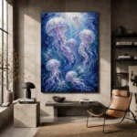 Luminous Jellyfish Underwater Wall Art Canvas Print - Image 3