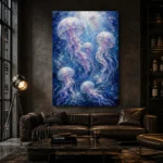 Luminous Jellyfish Underwater Wall Art Canvas Print - Image 4