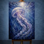 Moonlit Jellyfish Underwater Wall Art Canvas Print - Image 2