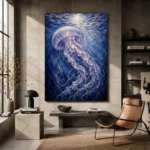 Moonlit Jellyfish Underwater Wall Art Canvas Print - Image 3