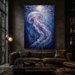 Moonlit Jellyfish Underwater Wall Art Canvas Print - Image 4