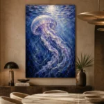Moonlit Jellyfish Underwater Wall Art Canvas Print - Image 5