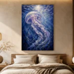 Moonlit Jellyfish Underwater Wall Art Canvas Print - Image 6