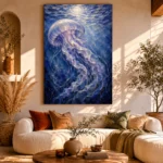 Moonlit Jellyfish Underwater Wall Art Canvas Print - Image 8