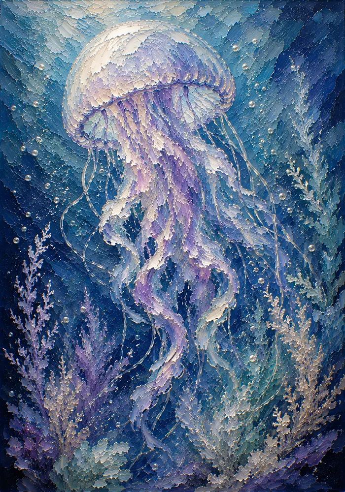 Serene Jellyfish Underwater Wall Art Canvas Print