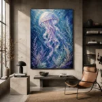 Serene Jellyfish Underwater Wall Art Canvas Print - Image 3