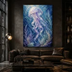 Serene Jellyfish Underwater Wall Art Canvas Print - Image 4
