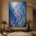 Serene Jellyfish Underwater Wall Art Canvas Print - Image 5