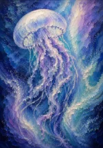 Aurora Jellyfish Underwater Wall Art Canvas Print
