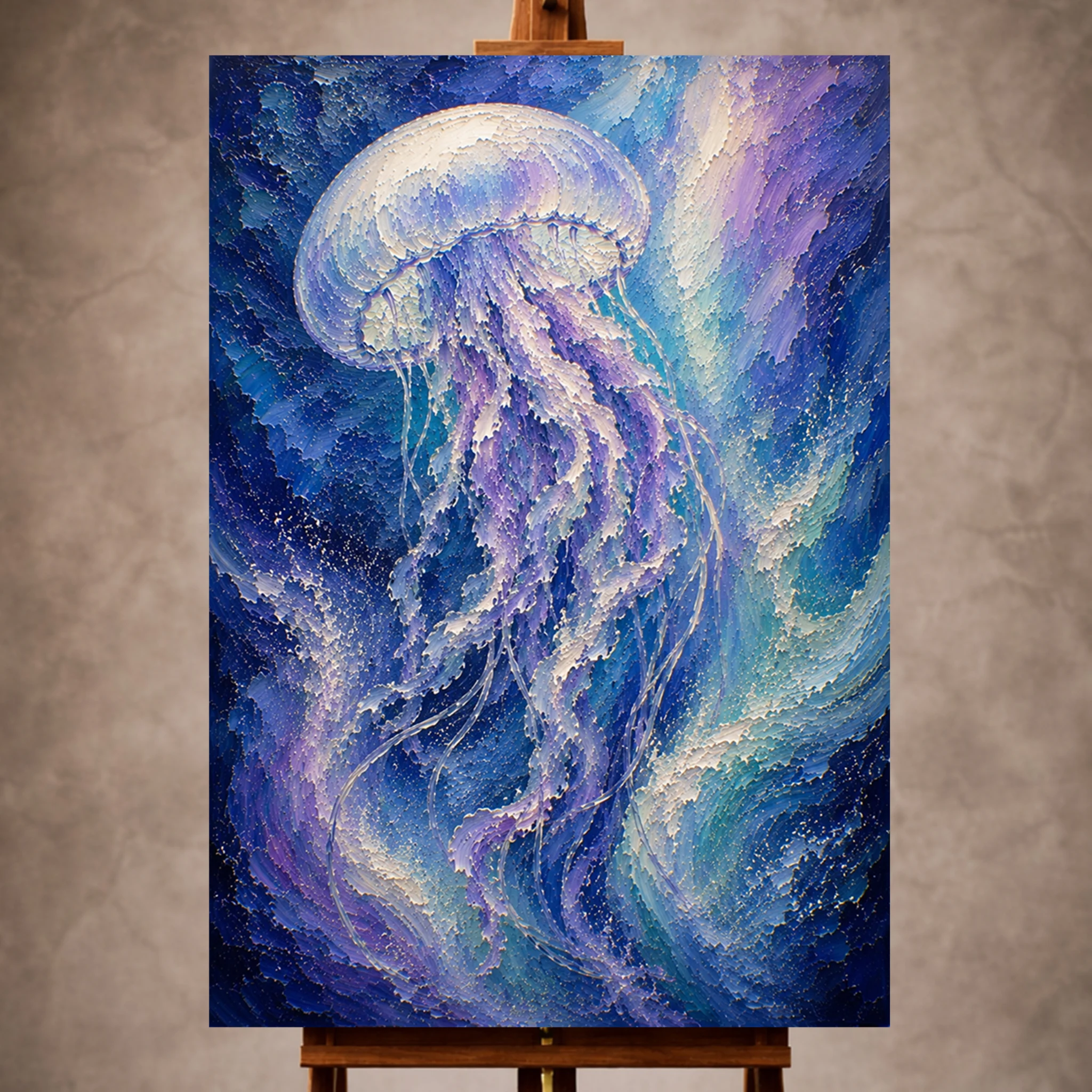 Premium Wall Art Dikey Html Edition – UNWATR025 Image 1 Aurora Jellyfish Underwater Wall Art Canvas Print - Image 1