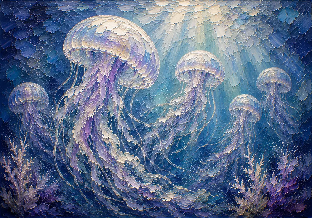 Tranquil Jellyfish Underwater Wall Art Canvas Print