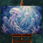 Tranquil Jellyfish Underwater Wall Art Canvas Print - Image 2