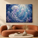 Tranquil Jellyfish Underwater Wall Art Canvas Print - Image 3