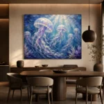 Tranquil Jellyfish Underwater Wall Art Canvas Print - Image 4