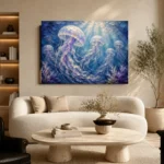 Tranquil Jellyfish Underwater Wall Art Canvas Print - Image 6