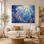 Tranquil Jellyfish Underwater Wall Art Canvas Print - Image 7