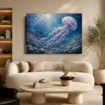 Sapphire Jellyfish Underwater Wall Art Canvas Print - Image 6