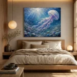 Sapphire Jellyfish Underwater Wall Art Canvas Print - Image 8