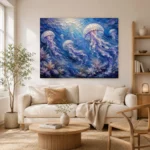 Cinematic Jellyfish Underwater Wall Art Canvas Print - Image 7
