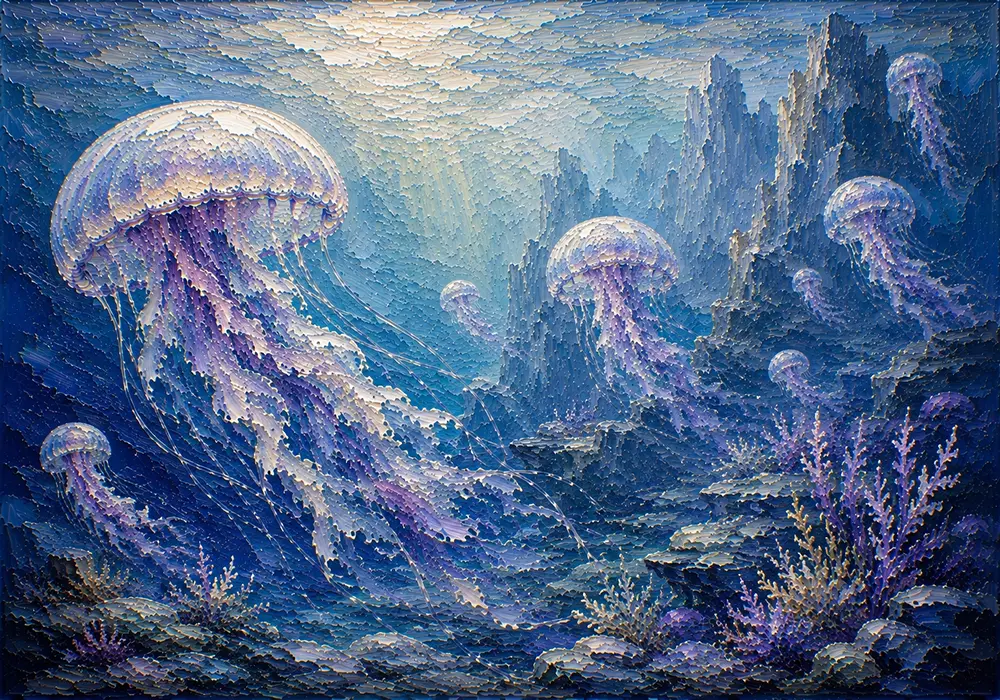 Luminous Horizon Jellyfish Wall Art Canvas Print