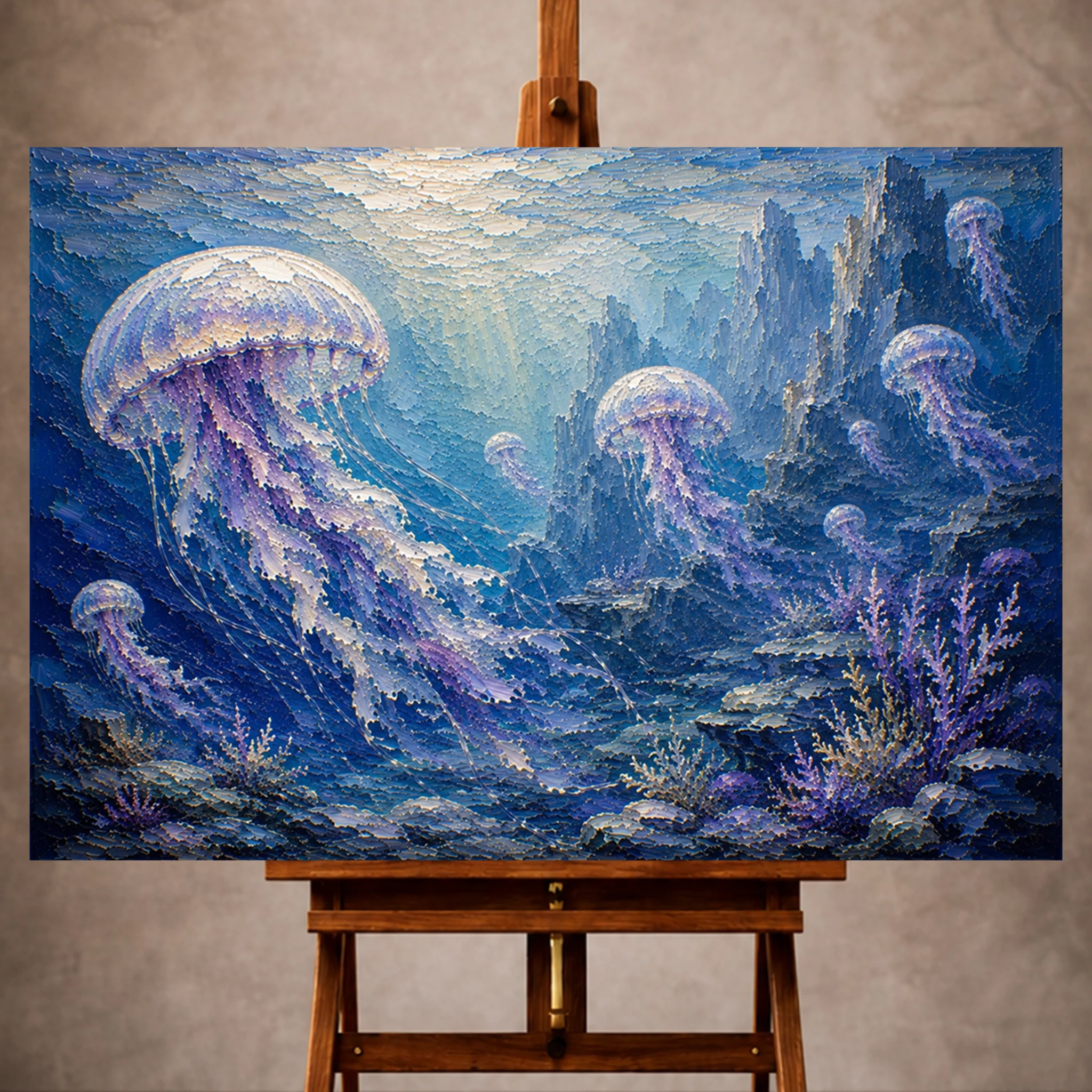 Premium Wall Art Yatay Html Edition – UNWATR029 Image 1 Luminous Horizon Jellyfish Wall Art Canvas Print - Image 1