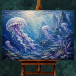Luminous Horizon Jellyfish Wall Art Canvas Print - Image 2