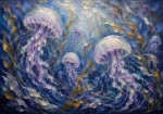 Panoramic Kelp Jellyfish Wall Art Canvas Print