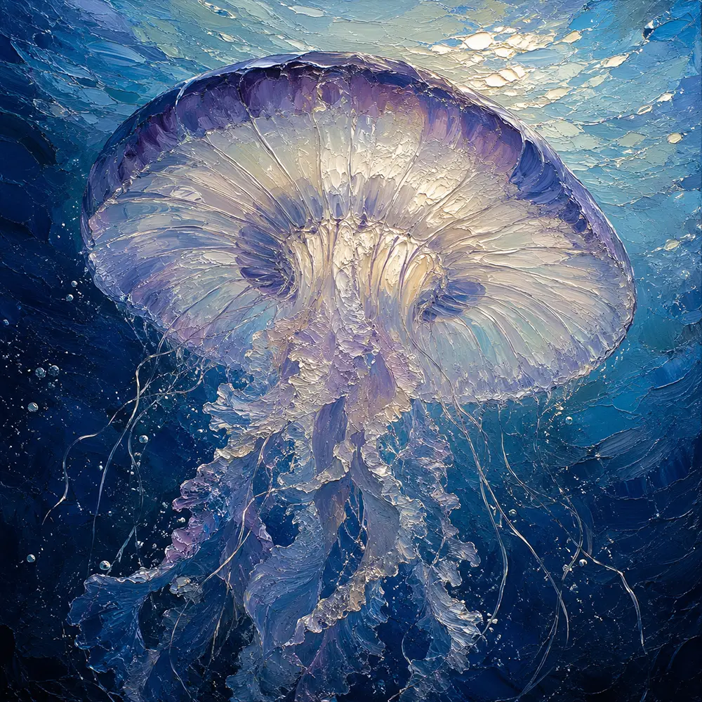 Radiant Jellyfish Underwater Wall Art Canvas Print