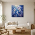 Ethereal Trio Jellyfish Wall Art Canvas Print styled in a refined neutral interior
