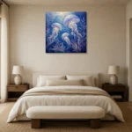 Ethereal Trio Jellyfish Wall Art Canvas Print showcased in an elegant minimalist interior