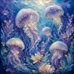 Floating Blossom Jellyfish Wall Art Canvas Print