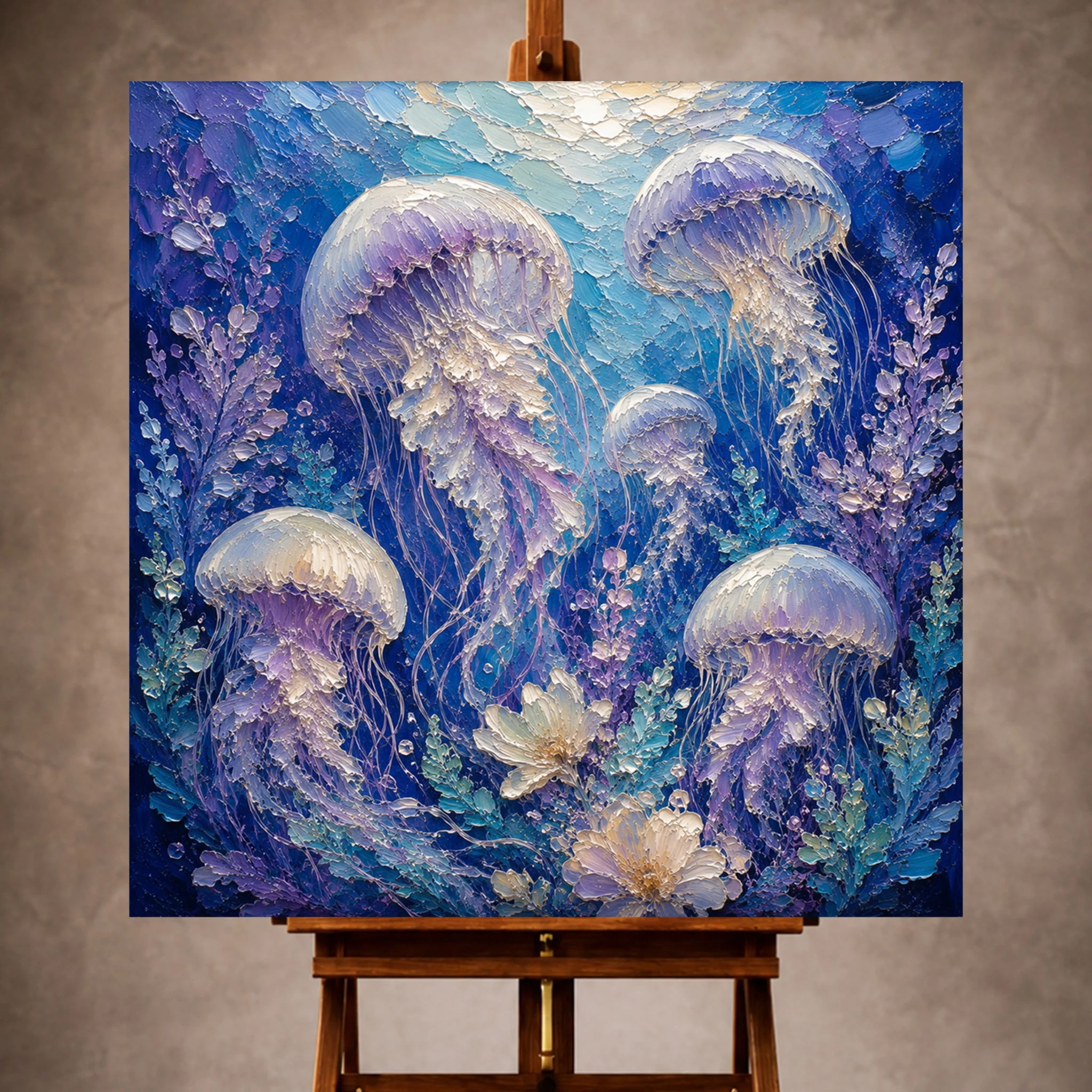 Premium Wall Art Kare Html Edition – UNWATR033 Image 1 Floating Blossom Jellyfish Wall Art Canvas Print - Image 1