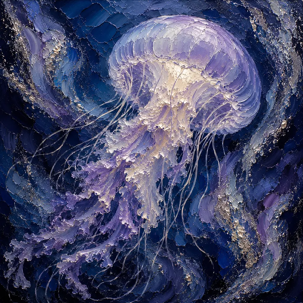 Midnight Glow Jellyfish Wall Art Canvas Print
