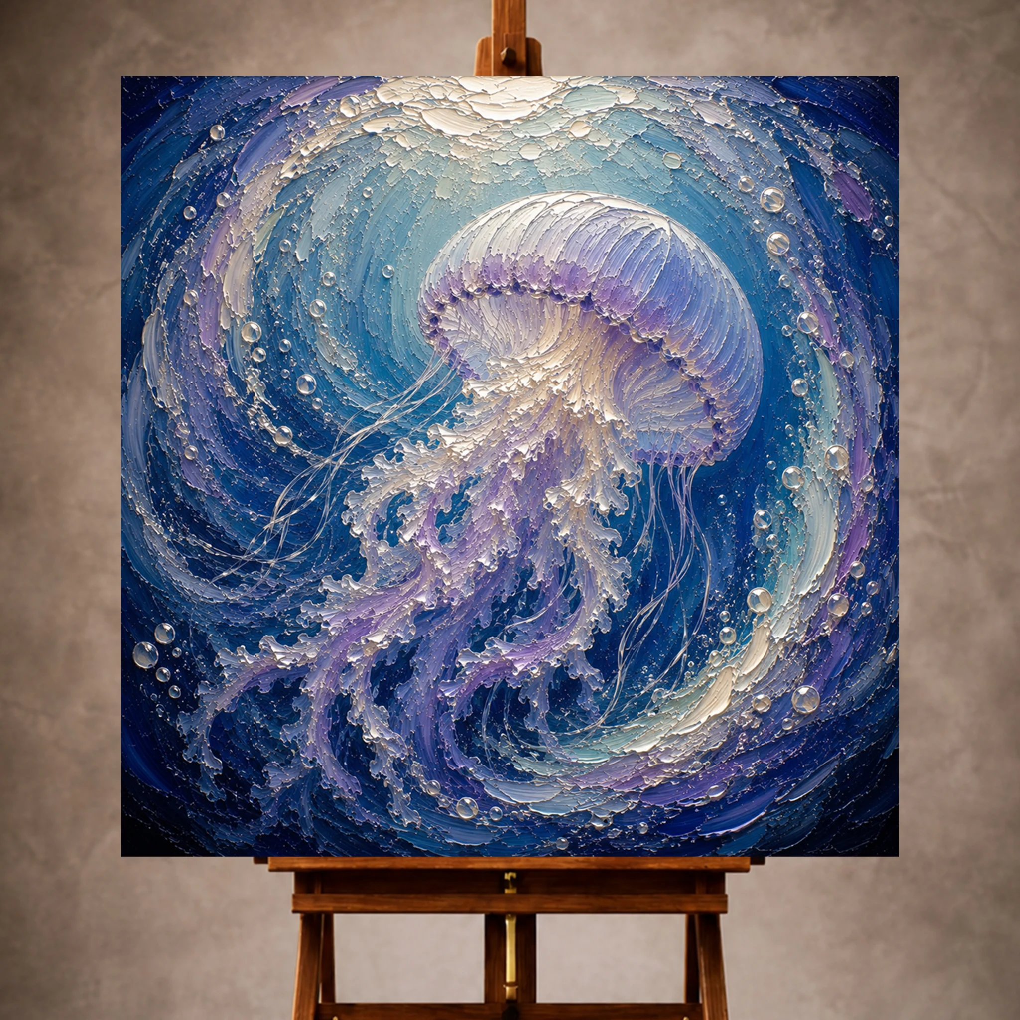 Premium Wall Art Kare Html Edition – UNWATR035 Image 1 Circular Current Jellyfish Wall Art Canvas Print - Image 1