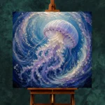 Circular Current Jellyfish Wall Art Canvas Print - Image 2