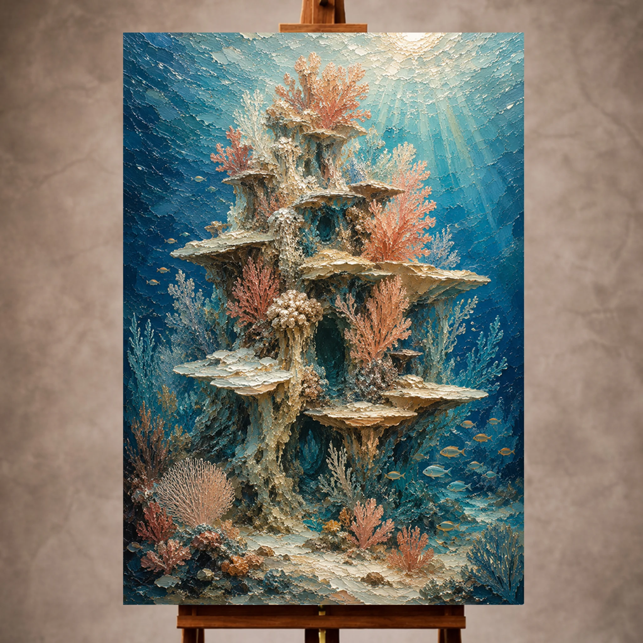 Premium Wall Art Dikey Html Edition – UNWATR036 Image 1 Majestic Coral Tower Underwater Wall Art Canvas Print - Image 1