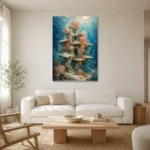 Majestic Coral Tower Underwater Wall Art Canvas Print styled in a refined neutral interior