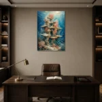 Majestic Coral Tower Underwater Wall Art Canvas Print displayed in a contemporary gallery-inspired room