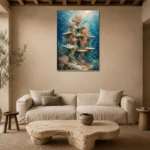 Majestic Coral Tower Underwater Wall Art Canvas Print presented in a sophisticated home setting