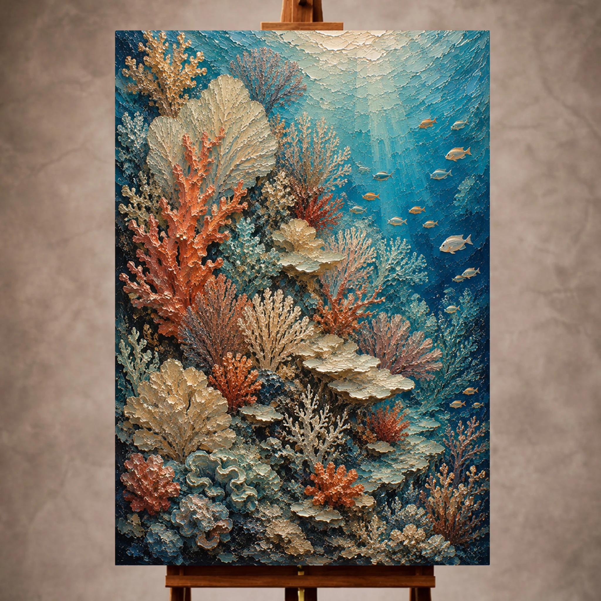 Premium Wall Art Dikey Html Edition – UNWATR037 Image 1 Warm Coral Underwater Garden Canvas Print - Image 1