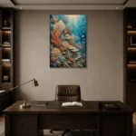 Warm Coral Underwater Garden Canvas Print displayed in a contemporary gallery-inspired room
