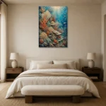 Warm Coral Underwater Garden Canvas Print showcased in an elegant minimalist interior