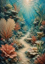 Vibrant Coral Reef Pathway Canvas Print